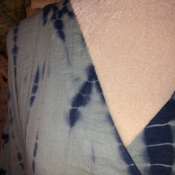 Sz L J. Jill Light Blue Tie-Dye Tunic Shirt Boho - Picture 8 of 16